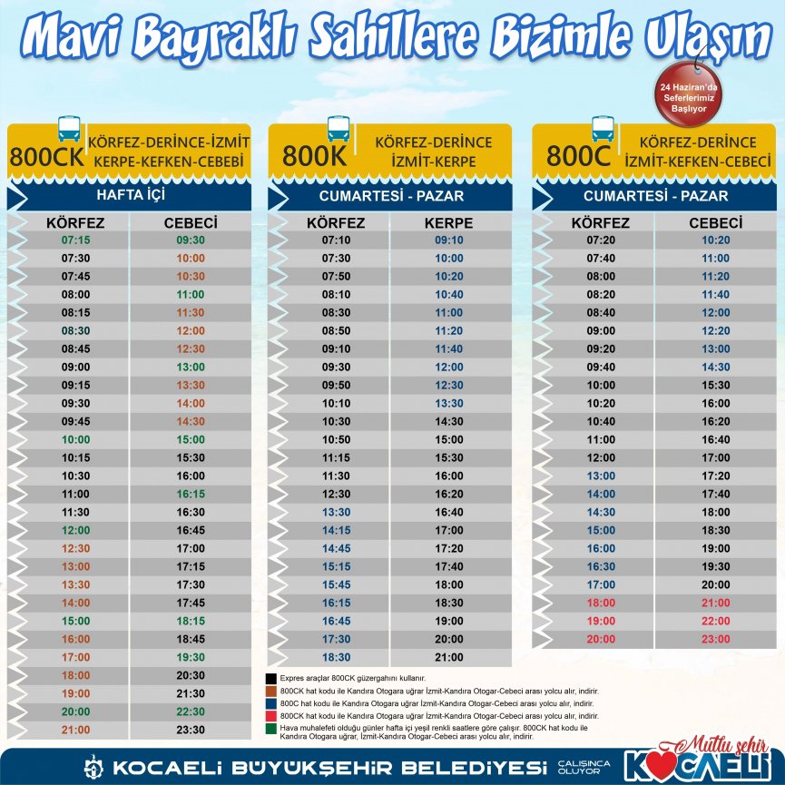 800CK seferleri 24 Haziran'da başlıyor