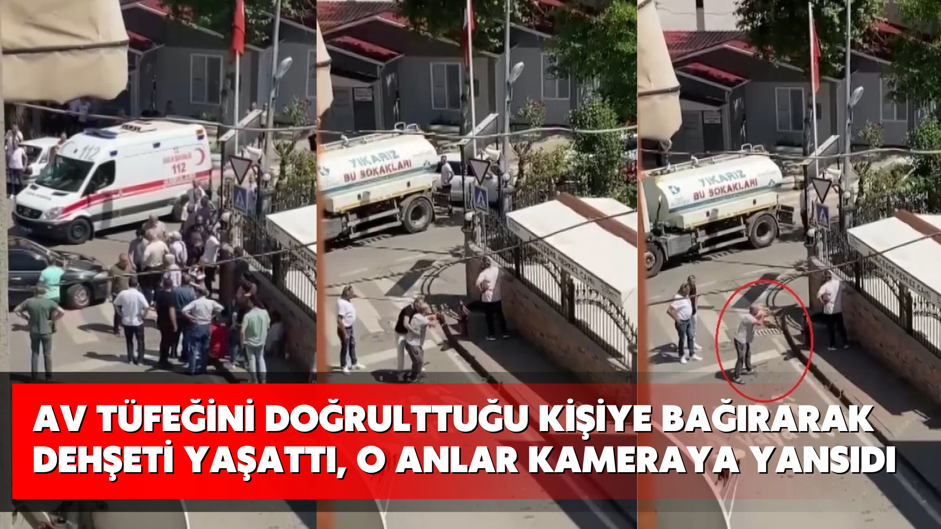 Av tüfeğini doğrulttuğu kişiye bağırarak dehşeti yaşattı, o anlar kameraya yansıdı