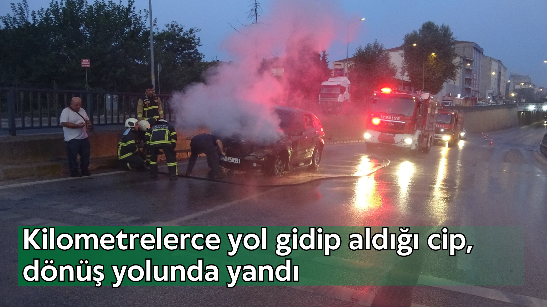 Kilometrelerce yol gidip aldığı cip, dönüş yolunda yandı