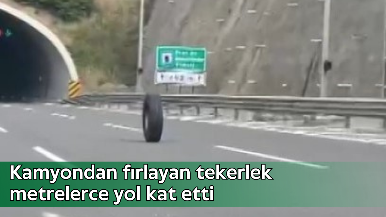 Kamyondan fırlayan tekerlek metrelerce yol kat etti