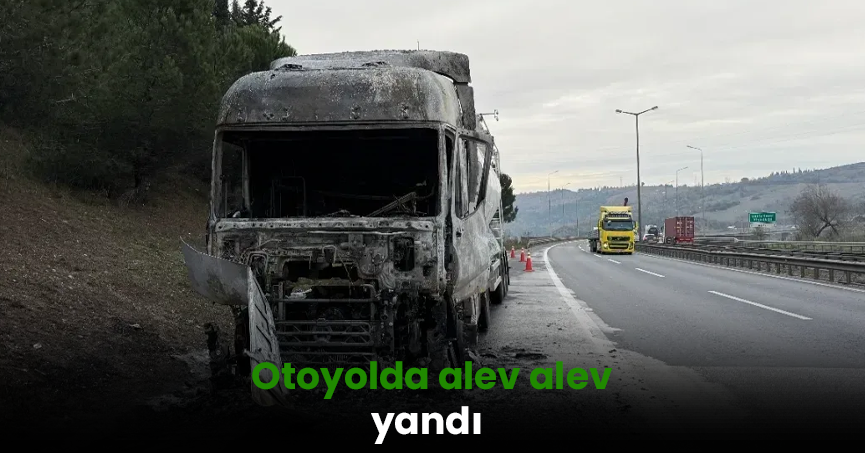 Otoyolda alev alev yandı