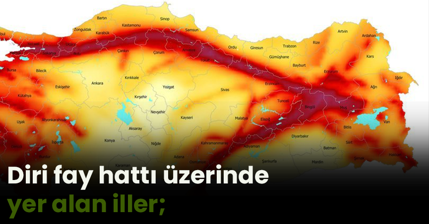  Diri fay hattı üzerinde yer alan iller;