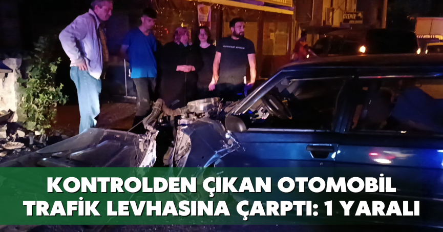 Kontrolden çıkan otomobil trafik levhasına çarptı: 1 yaralı