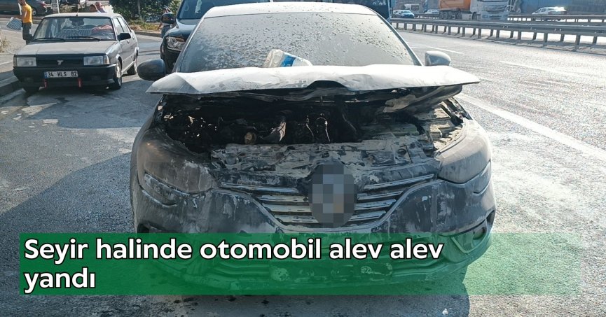 Seyir halinde otomobil alev alev yandı