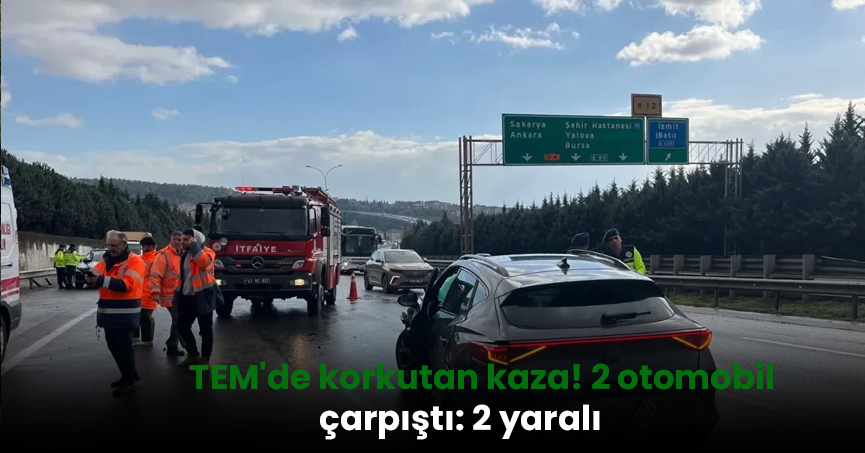 TEM'de korkutan kaza! 2 otomobil çarpıştı: 2 yaralı