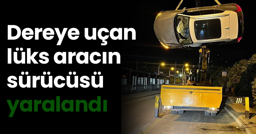 Dereye uçan lüks aracın sürücüsü yaralandı