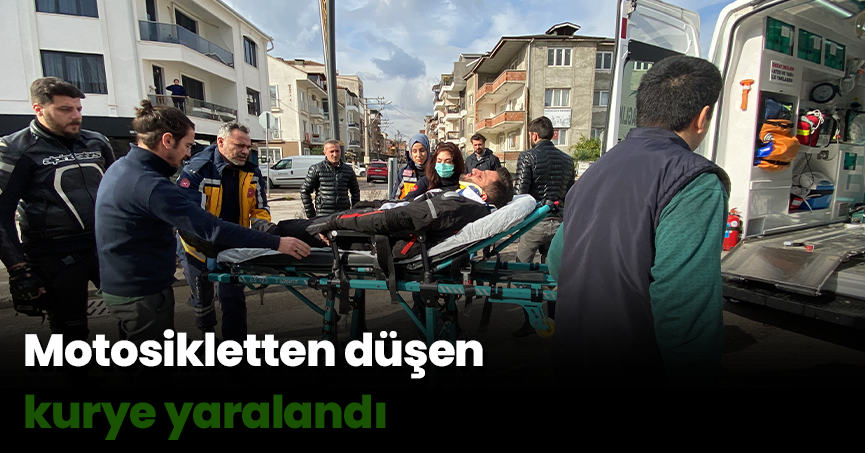 Motosikletten düşen kurye yaralandı